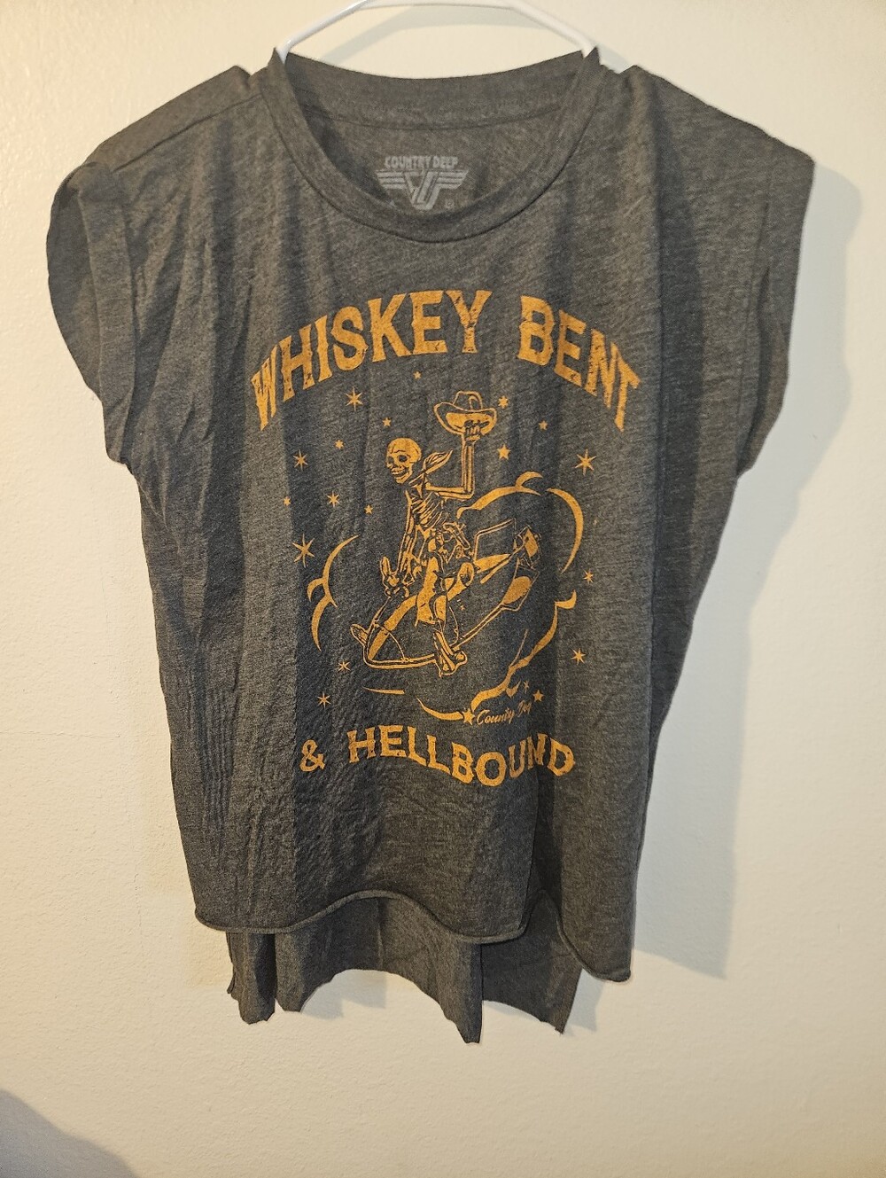 Country Deep Womans Whiskey Bent And Hellbound Gray TShirt Size S
